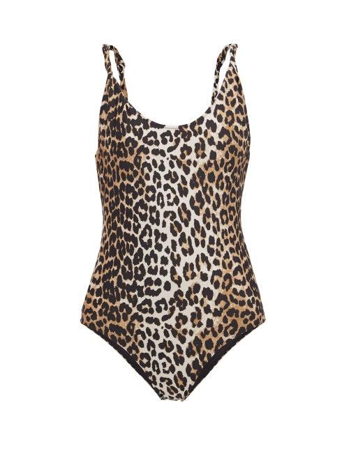 Matchesfashion.com Ganni - Twisted-straps Leopard-print Swimsuit - Womens - Leopard Print