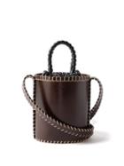 Chlo - Louela Blanket-stitched Leather Bucket Bag - Womens - Dark Brown