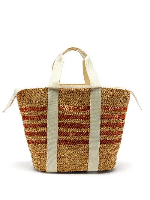 Matchesfashion.com Muu - Bicro G Woven Elephant Grass Tote Bag - Womens - Orange Multi