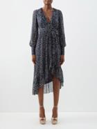 Zimmermann - Ruffle-trimmed Metallic Fil Coup Wrap Dress - Womens - Navy Multi