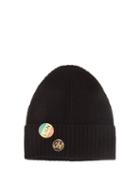 Matchesfashion.com Bella Freud - Pin-embellished Wool Beanie Hat - Womens - Black