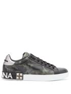 Dolce & Gabbana Camouflage-print Low-top Leather Trainers
