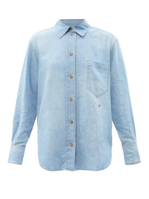 Victoria Beckham - Chambray-denim Shirt - Womens - Light Blue