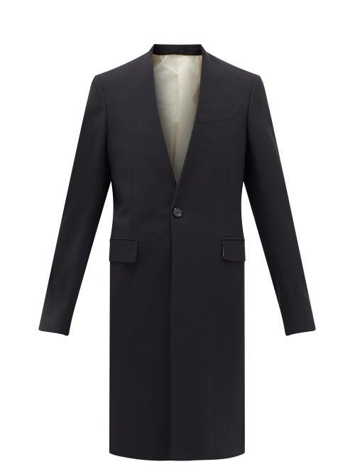 Matchesfashion.com Raf Simons - V-neck Single-breasted Wool-blend Coat - Womens - Dark Navy