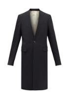 Matchesfashion.com Raf Simons - V-neck Single-breasted Wool-blend Coat - Womens - Dark Navy