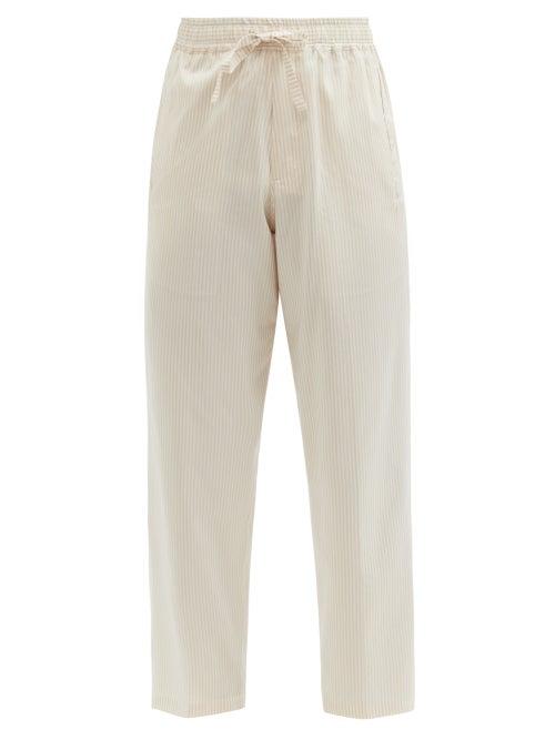Matchesfashion.com Umit Benan B+ - Julian Drawstring Striped Silk-blend Trousers - Womens - Beige Stripe
