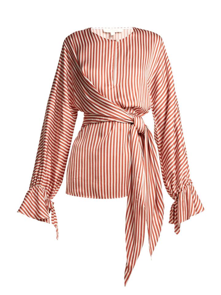 Jonathan Simkhai Stripe Twist-front Shirt