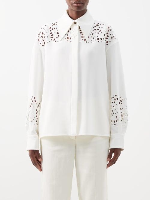 Proenza Schouler - Broderie-anglaise Crepe Shirt - Womens - White