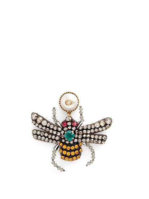 Matchesfashion.com Gucci - Crystal Bee Earrings - Womens - Gold
