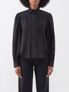 Isabel Marant Toile - Calliandra Lace-trim Cotton-poplin Blouse - Womens - Black