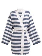 Matchesfashion.com Balmain - Sequinned Striped Knit Cardigan - Womens - Blue White