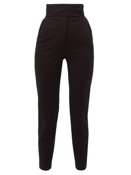 Matchesfashion.com Sara Battaglia - High Rise Jersey Trousers - Womens - Black