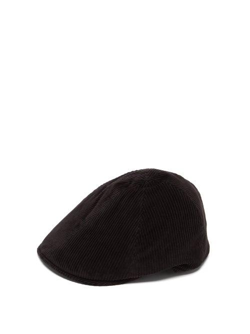 Matchesfashion.com Borsalino - Cotton Blend Corduroy Flat Cap - Mens - Black