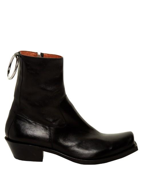 Vetements Metal-ring Leather Ankle Boots