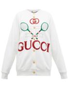 Matchesfashion.com Gucci - Logo Embroidered Reversible Cardigan - Womens - Ivory