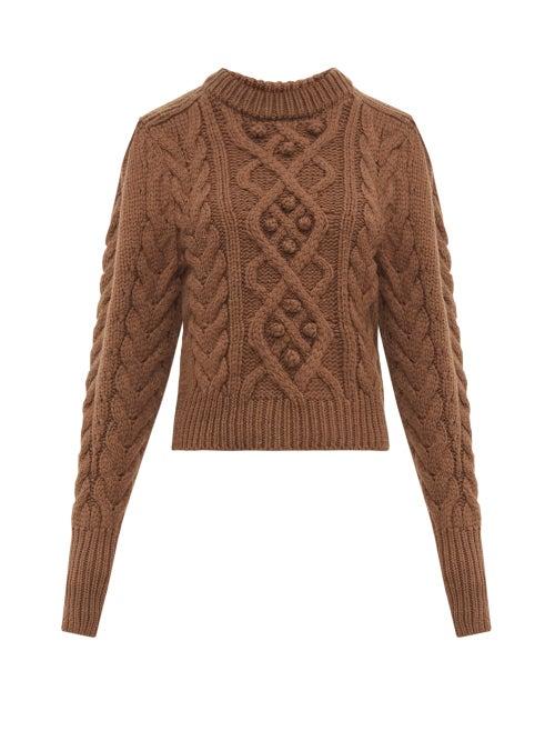 Matchesfashion.com Isabel Marant - Milford Cable Knit Wool Sweater - Womens - Brown