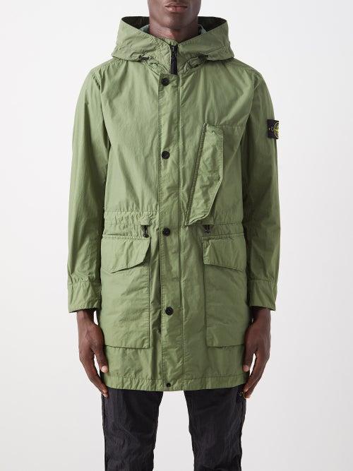 Stone Island - Logo-patch Canvas Hooded Parka - Mens - Green