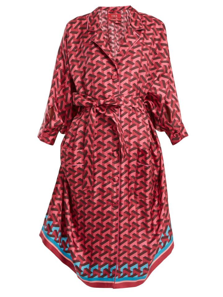 F.r.s - For Restless Sleepers Anteros Geometric-print Silk-twill Shirtdress