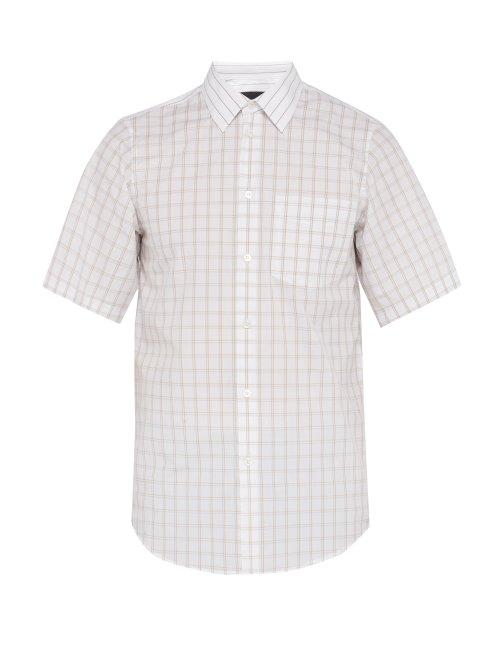 Matchesfashion.com Stella Mccartney - Grid Check Short Sleeved Cotton Shirt - Mens - White