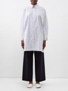 Eskandar - Split-hem Pinstripe Organic-cotton Shirt - Womens - White
