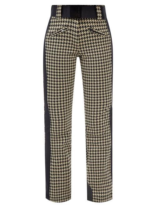 Goldbergh - Jacques Houndstooth-print Belted Ski Trousers - Womens - Black Beige