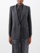 Nili Lotan - Diane Single-breasted Pinstriped Wool Jacket - Womens - Grey White