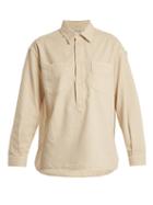Matchesfashion.com Saint Laurent - Point Collar Half Button Denim Shirt - Womens - Ivory