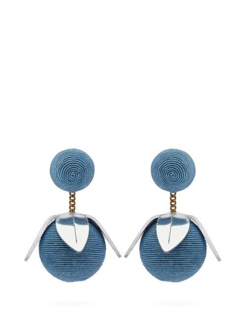 Matchesfashion.com Rebecca De Ravenel - Tulip Cord Clip On Earrings - Womens - Blue
