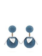 Matchesfashion.com Rebecca De Ravenel - Tulip Cord Clip On Earrings - Womens - Blue