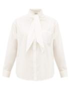 Matchesfashion.com Sea - Louise Neck Tie Cotton Blend Poplin Blouse - Womens - White