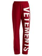 Matchesfashion.com Vetements - Logo Print Cotton Blend Jersey Track Pants - Womens - Red