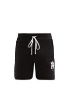 Matchesfashion.com Amiri - Skeletal Logo-embroidered Cotton-jersey Shorts - Mens - Black