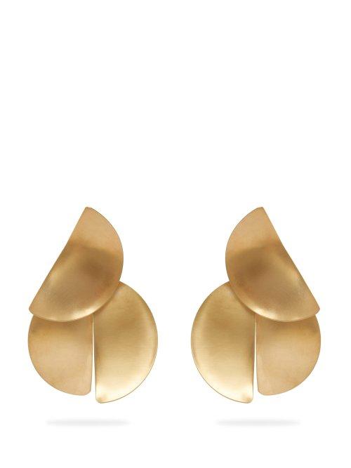 Matchesfashion.com Fay Andrada - Uuma Curved Brass Earrings - Womens - Gold