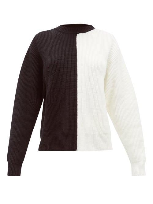 Matchesfashion.com Vaara - Eliza Two Tone Ribbed Wool Sweater - Womens - Black White