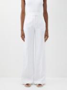 Another Tomorrow - High-rise Organic-linen Wide-leg Trousers - Womens - White