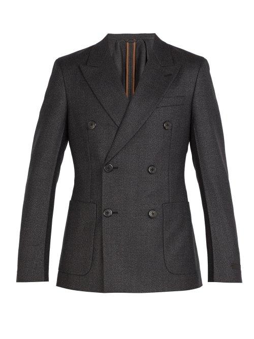 Matchesfashion.com Prada - Double Breasted Wool Suit Jacket - Mens - Dark Grey