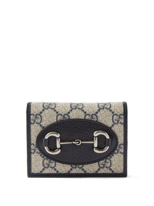Gucci - 1955 Horsebit Gg-canvas And Leather Cardholder - Womens - Navy Multi