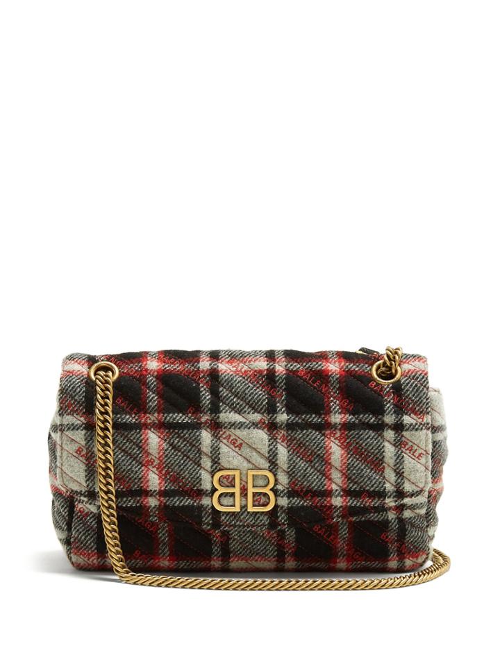 Balenciaga Bb Round Plaid Bag