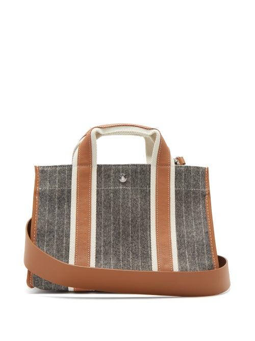 Matchesfashion.com Rue De Verneuil - Upper East Small Pinstriped Wool-blend Tote Bag - Womens - Grey Multi