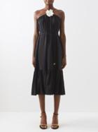 Zimmermann - High Tide Halterneck Silk Midi Dress - Womens - Black
