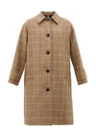 Matchesfashion.com Msgm - Prince Of Wales-check Pleated Single-breasted Coat - Womens - Beige Multi