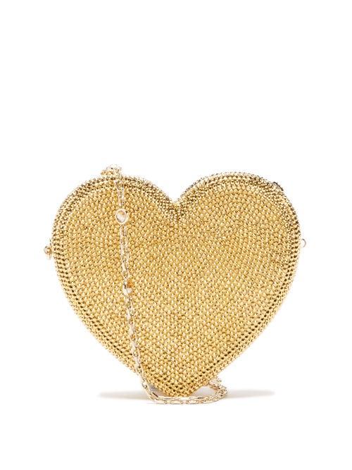 Judith Leiber - Heart Crystal-embellished Clutch Bag - Womens - Gold Multi