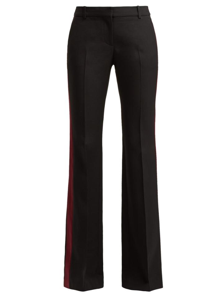 Alexander Mcqueen Striped Crepe Bootcut Trousers
