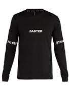 Matchesfashion.com Blackbarrett By Neil Barrett - Crew Neck Long Sleeve Faster Print Cotton T Shirt - Mens - Black White
