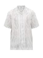 Matchesfashion.com Sunspel - Short-sleeved Pinstripe Lyocell-twill Shirt - Mens - White Navy