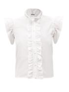 Matchesfashion.com Batsheva - Claude Ruffled Cotton Blouse - Womens - White