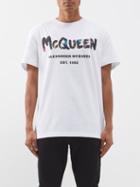 Alexander Mcqueen - Graffiti-logo Cotton-jersey T-shirt - Mens - White Black