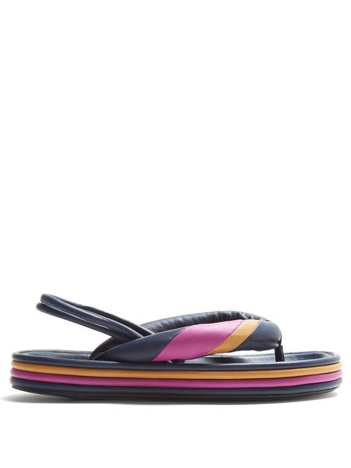 Matchesfashion.com Isabel Marant - Etanee Tri Colour Flatform Sandals - Womens - Navy Multi
