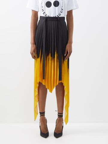 Az Factory - Dipped-hem Splash-print Twill Skirt - Womens - Black Orange