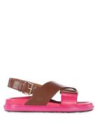 Matchesfashion.com Marni - Fussbett Bi-colour Crossover-strap Leather Sandals - Womens - Tan Multi